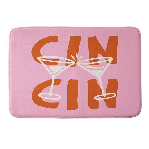 thespacehouse Cin Cin Cheers Martini Cocktail Memory Foam Bath Mat