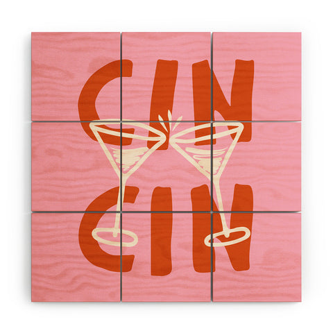 thespacehouse Cin Cin Cheers Martini Cocktail Wood Wall Mural