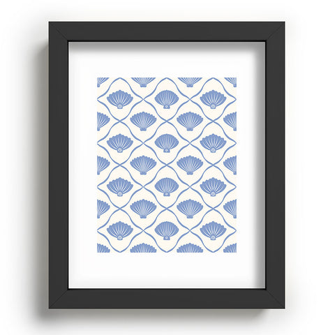 thespacehouse Coastal Ocean Blue Seashells Recessed Framing Rectangle