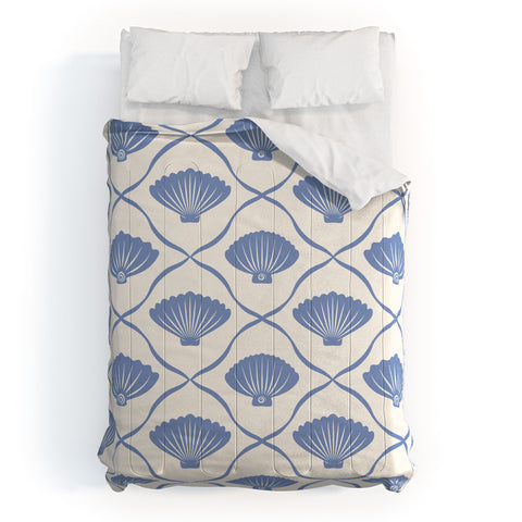 thespacehouse Coastal Ocean Blue Seashells Comforter