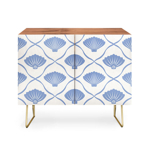 thespacehouse Coastal Ocean Blue Seashells Credenza