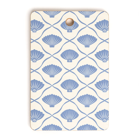 thespacehouse Coastal Ocean Blue Seashells Cutting Board Rectangle