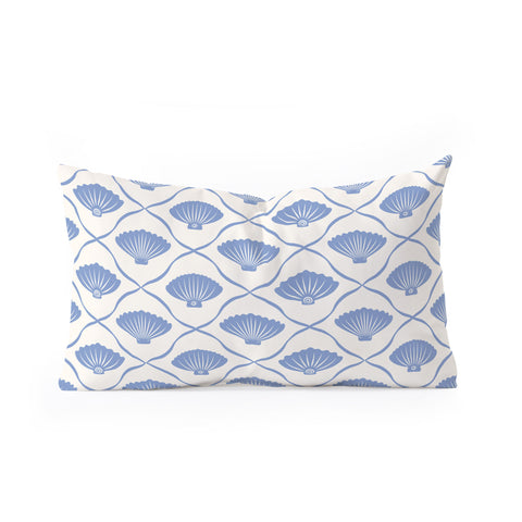 thespacehouse Coastal Ocean Blue Seashells Oblong Throw Pillow