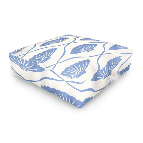 thespacehouse Coastal Ocean Blue Seashells Outdoor Floor Cushion