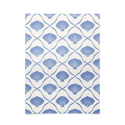 thespacehouse Coastal Ocean Blue Seashells Poster