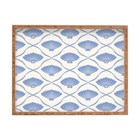 thespacehouse Coastal Ocean Blue Seashells Rectangular Tray