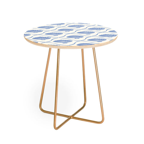 thespacehouse Coastal Ocean Blue Seashells Round Side Table