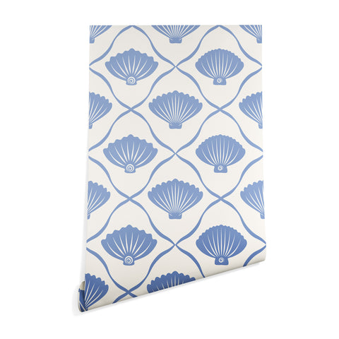 thespacehouse Coastal Ocean Blue Seashells Wallpaper