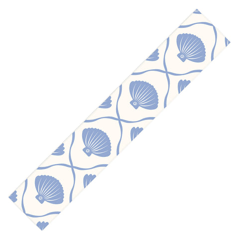 thespacehouse Coastal Ocean Blue Seashells Table Runner