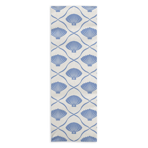 thespacehouse Coastal Ocean Blue Seashells Yoga Towel