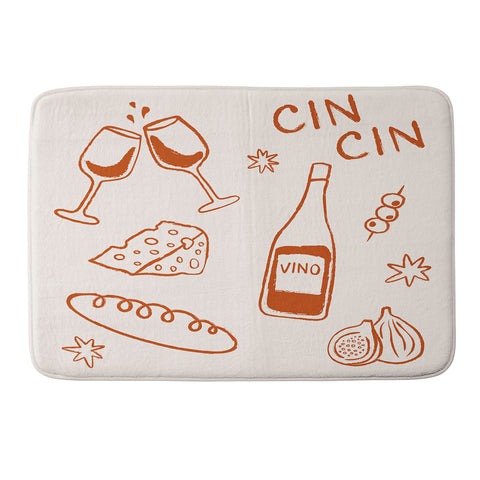 thespacehouse Fancy Dinner Cheese and Wine Memory Foam Bath Mat