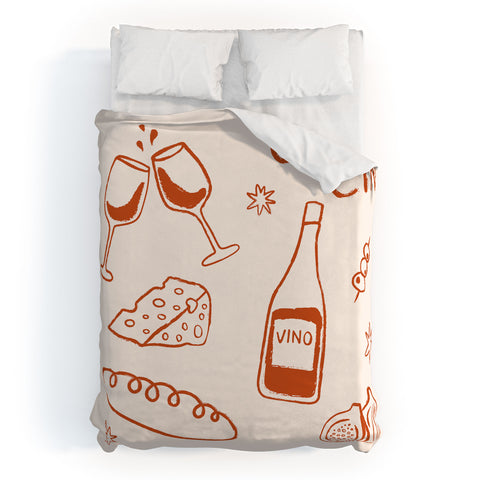 thespacehouse Fancy Dinner Cheese and Wine Duvet Cover