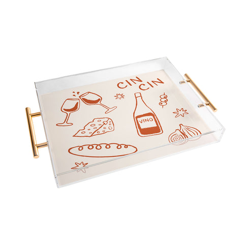 thespacehouse Fancy Dinner Cheese and Wine Acrylic Tray