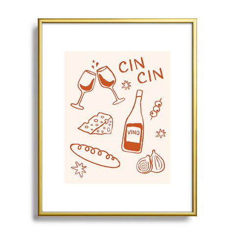 thespacehouse Fancy Dinner Cheese and Wine Metal Framed Art Print