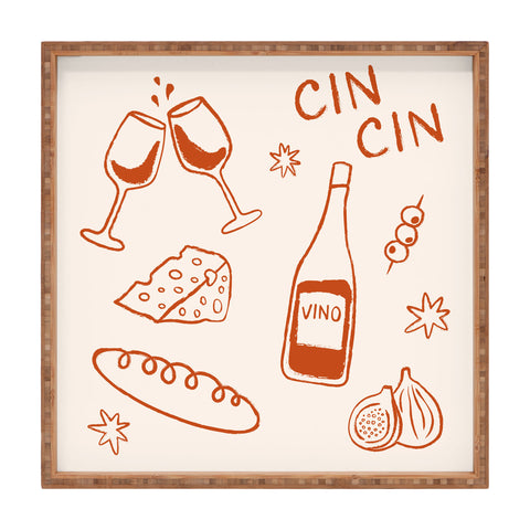 thespacehouse Fancy Dinner Cheese and Wine Square Tray