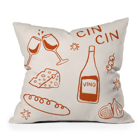 thespacehouse Fancy Dinner Cheese and Wine Outdoor Throw Pillow