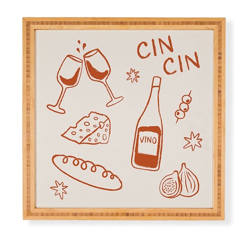 thespacehouse Fancy Dinner Cheese and Wine Framed Wall Art
