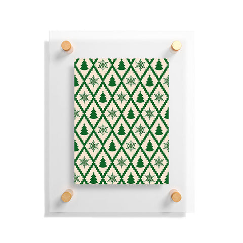 thespacehouse Festive Christmas Check Green Floating Acrylic Print