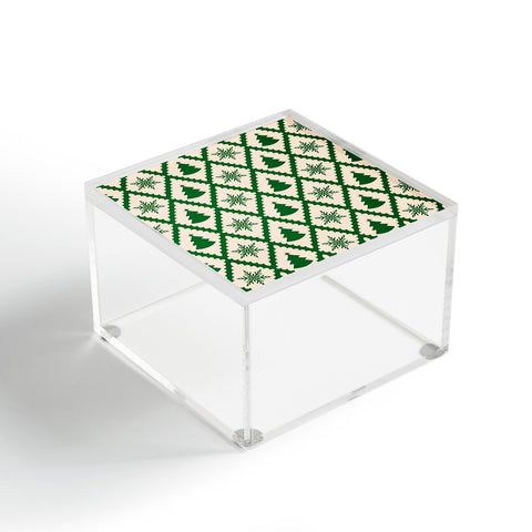 thespacehouse Festive Christmas Check Green Acrylic Box