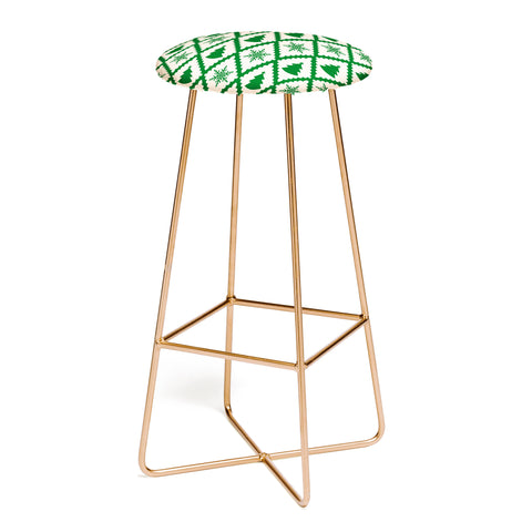 thespacehouse Festive Christmas Check Green Bar Stool