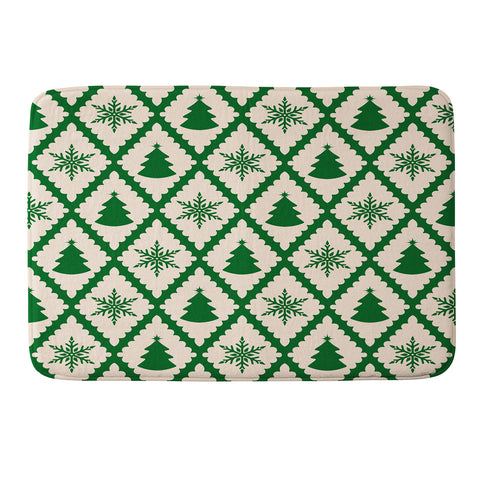 thespacehouse Festive Christmas Check Green Memory Foam Bath Mat