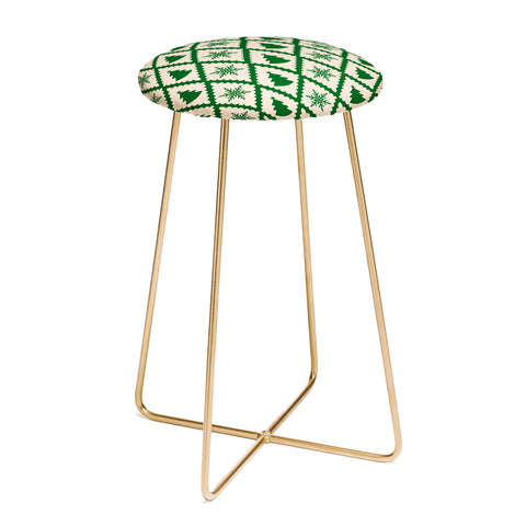 thespacehouse Festive Christmas Check Green Counter Stool