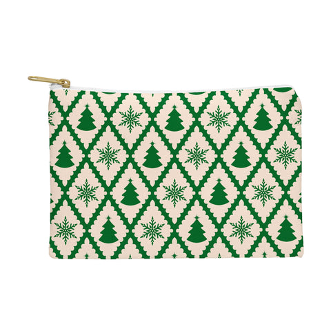 thespacehouse Festive Christmas Check Green Pouch
