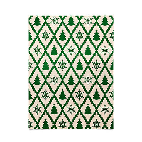 thespacehouse Festive Christmas Check Green Poster
