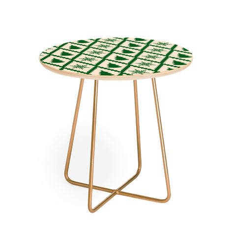 thespacehouse Festive Christmas Check Green Round Side Table