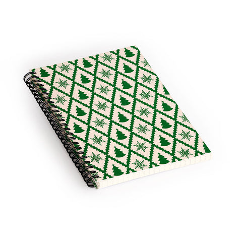 thespacehouse Festive Christmas Check Green Spiral Notebook