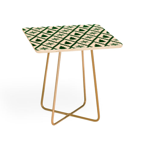 thespacehouse Festive Christmas Check Green Side Table
