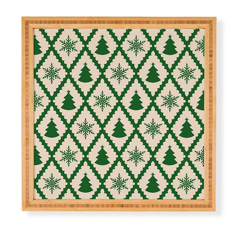 thespacehouse Festive Christmas Check Green Framed Wall Art