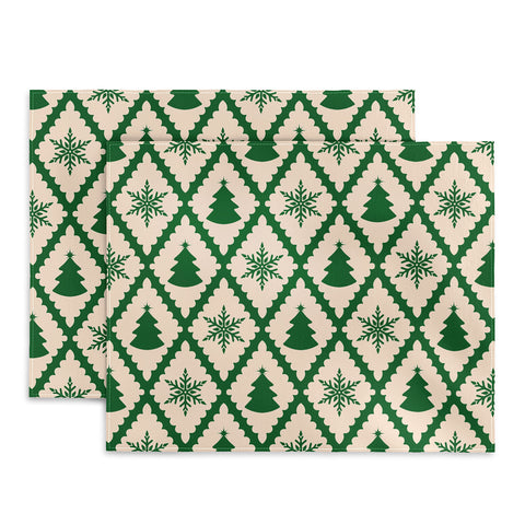 thespacehouse Festive Christmas Check Green Placemat