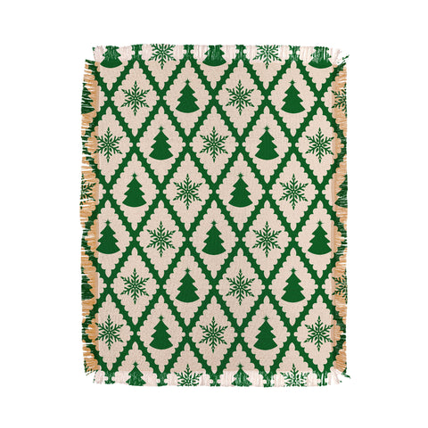 thespacehouse Festive Christmas Check Green Throw Blanket