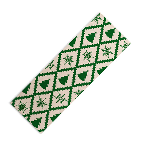thespacehouse Festive Christmas Check Green Yoga Mat