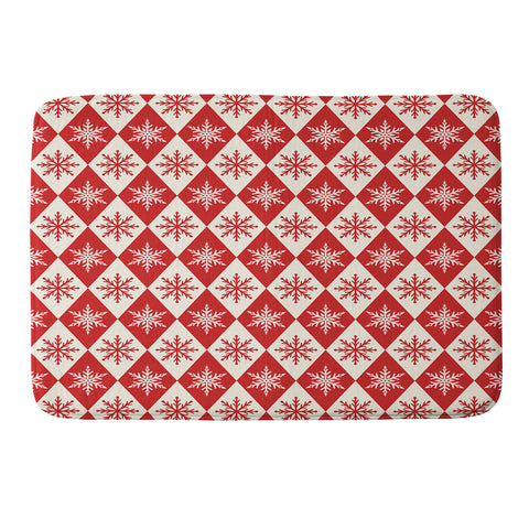 thespacehouse Festive Red White Snowflake Memory Foam Bath Mat