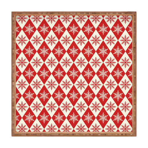 thespacehouse Festive Red White Snowflake Square Tray