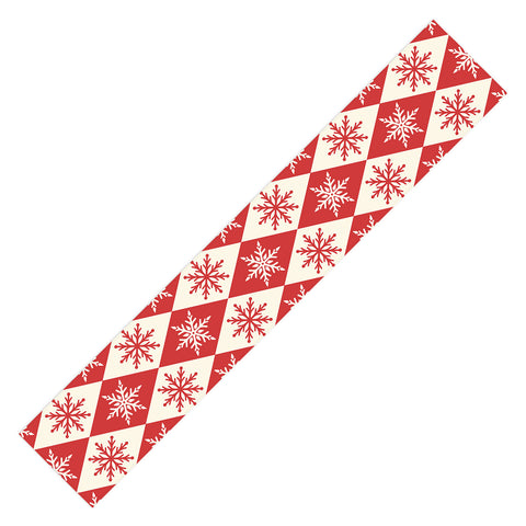thespacehouse Festive Red White Snowflake Table Runner