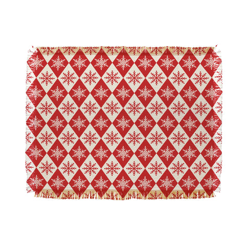 thespacehouse Festive Red White Snowflake Throw Blanket