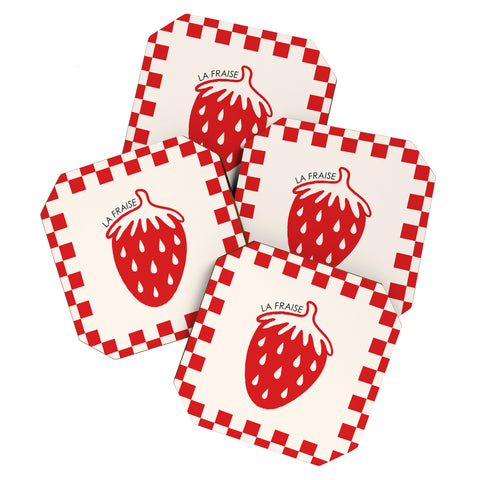 thespacehouse Fruit Series Strawberry Coaster Set