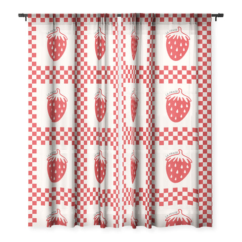 thespacehouse Fruit Series Strawberry Sheer Window Curtain