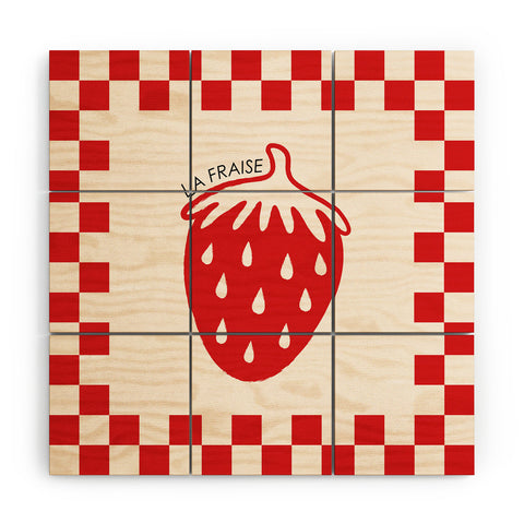 thespacehouse Fruit Series Strawberry Wood Wall Mural