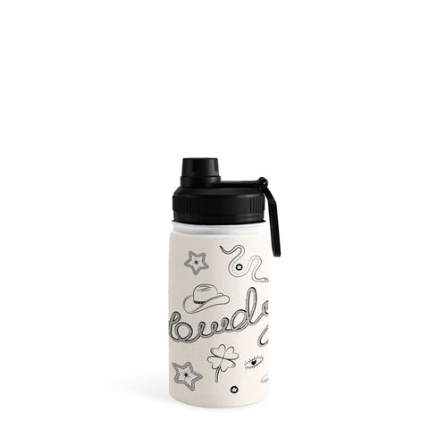 thespacehouse Howdy Black and White Good Luck Water Bottle
