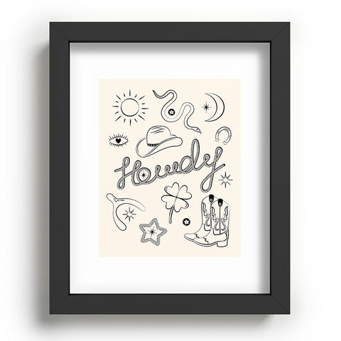 thespacehouse Howdy Black and White Good Luck Recessed Framing Rectangle