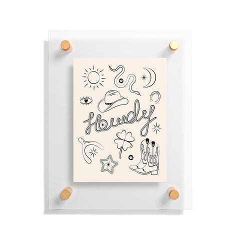 thespacehouse Howdy Black and White Good Luck Floating Acrylic Print