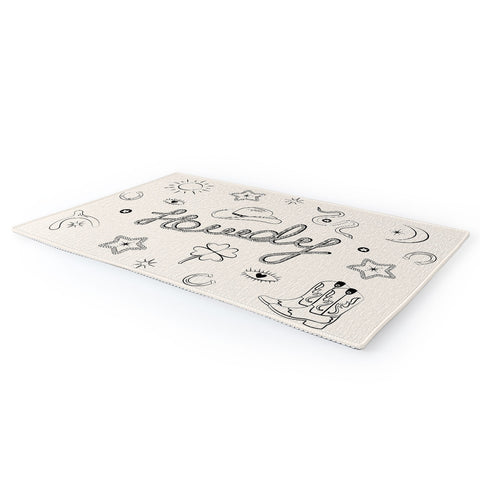 thespacehouse Howdy Black and White Good Luck Area Rug