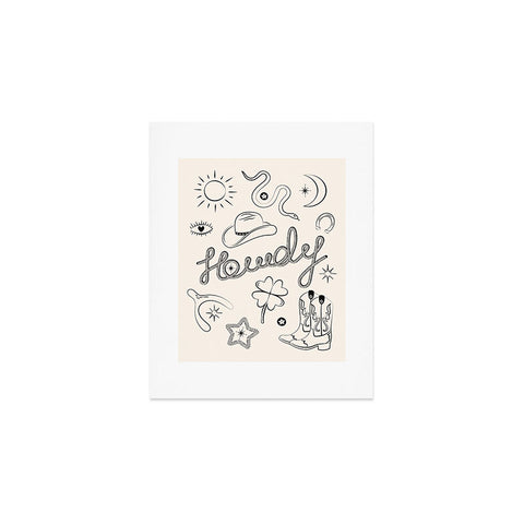 thespacehouse Howdy Black and White Good Luck Art Print
