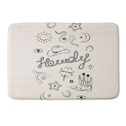 thespacehouse Howdy Black and White Good Luck Memory Foam Bath Mat