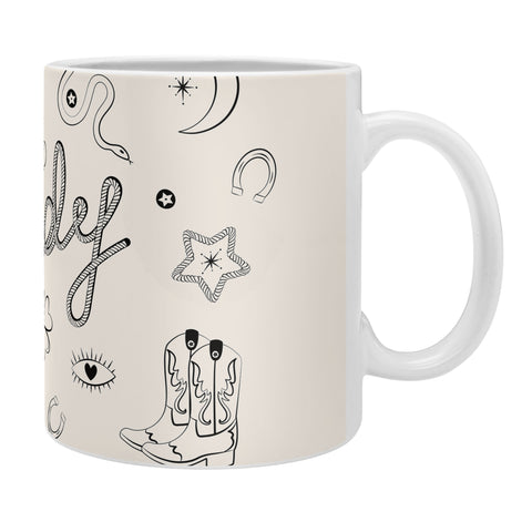 thespacehouse Howdy Black and White Good Luck Coffee Mug