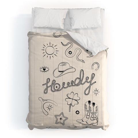 thespacehouse Howdy Black and White Good Luck Comforter